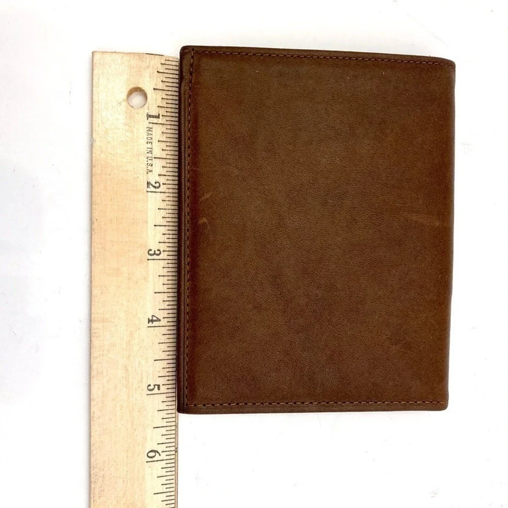 Vtg Rolfs Cowhide Brown Leather Billfold‎ Wallet Credit Card Photos 5.25